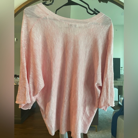 Kate & Sam lightweight heathered pink oversized v neck sweater. Size S. NWT - Picture 5 of 7
